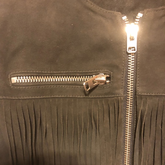 TOPSHOP Genuine Suede Fringe Jacket! MINT! SZ 2! - Picture 2 of 7